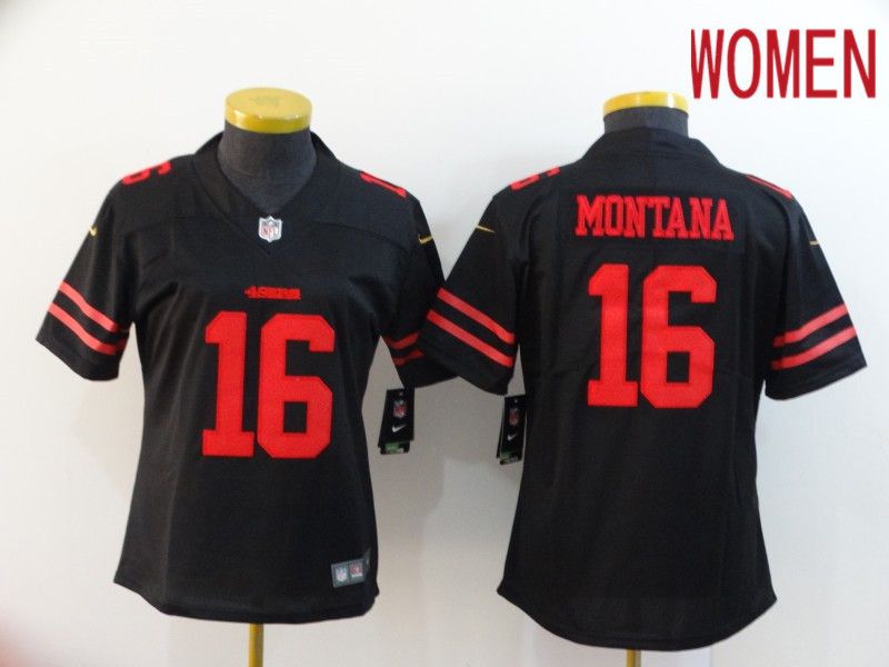 Women San Francisco 49ers 16 Montana Black Nike Vapor Untouchable Limited NFL Jersey